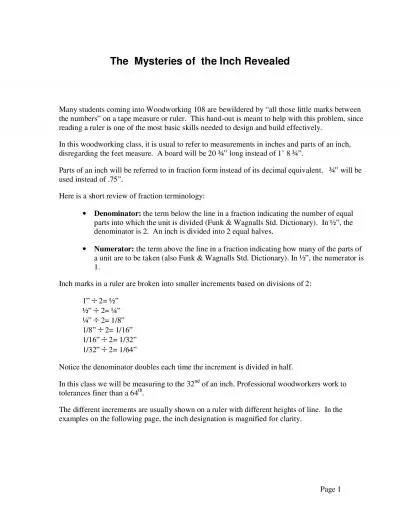 Page 1The  Mysteries of  the Inch RevealedMany students coming into Wo