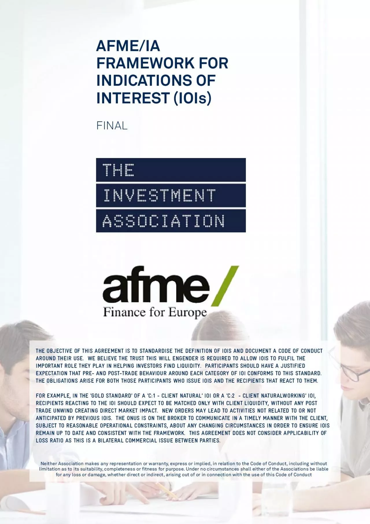 PDF-AFMEIA FRAMEWORK FOR INDICATIONS OF INTEREST IOIs Neither Associat