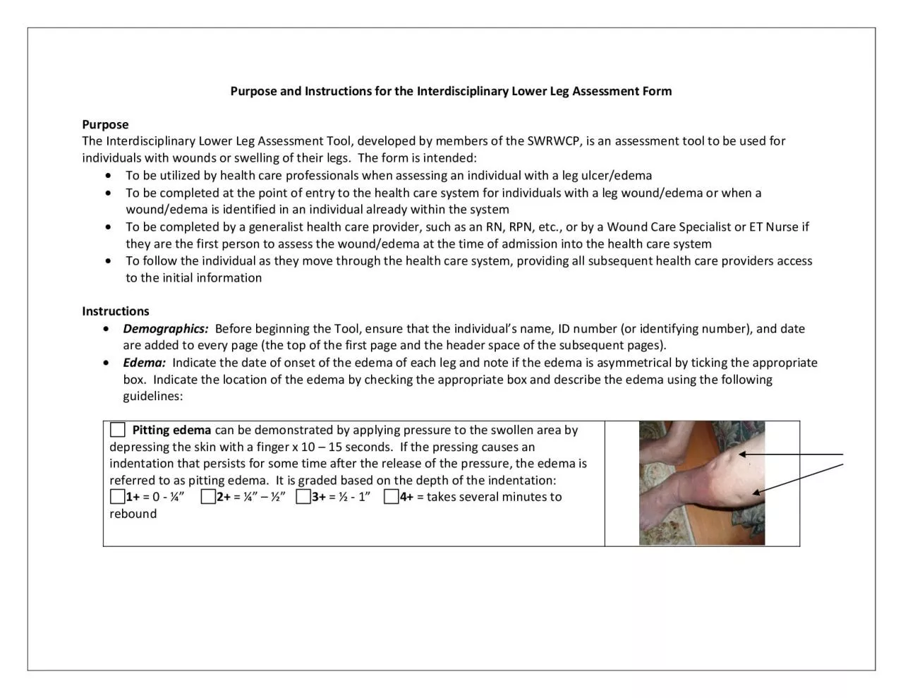 PDF-Purpose and Instructions for the Interdisciplinary Lower Leg Assessmen