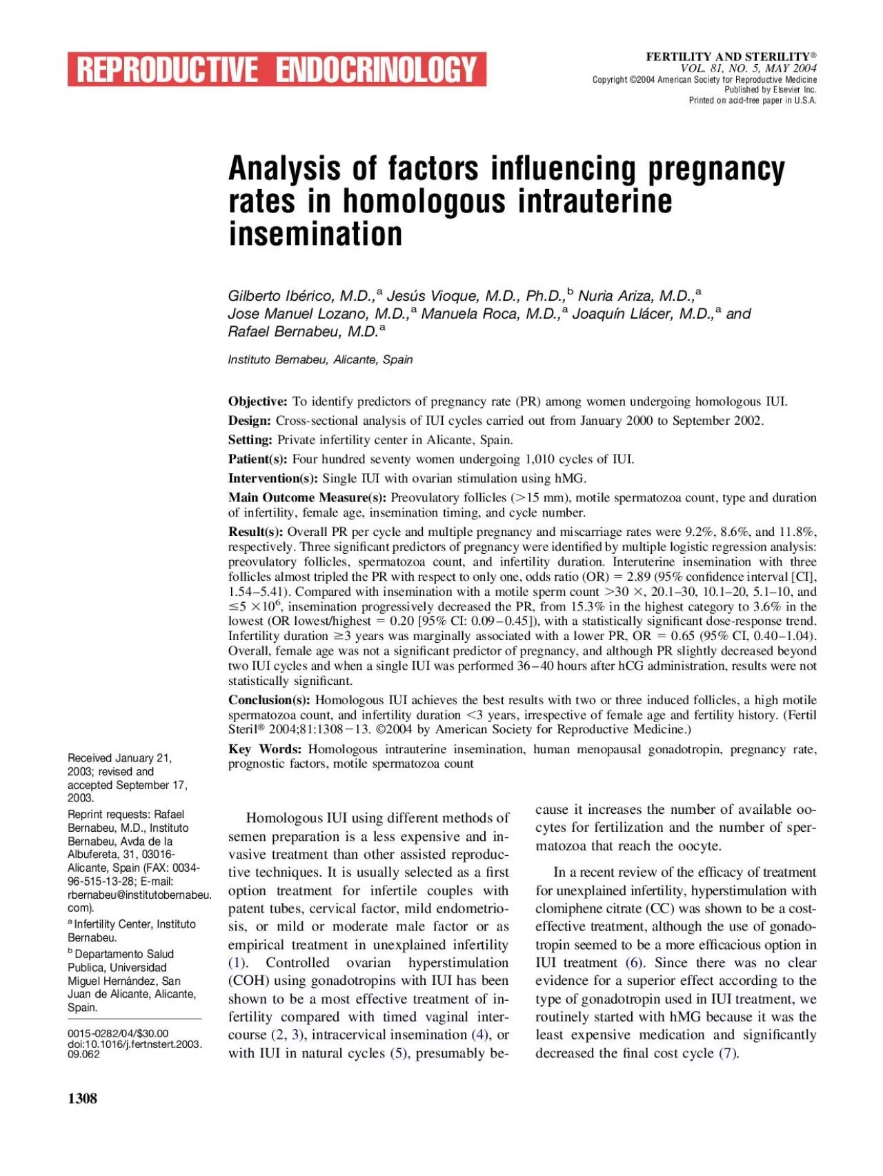 PDF-AnalysisoffactorsinuencingpregnancyratesinhomologousintrauterineGilbe