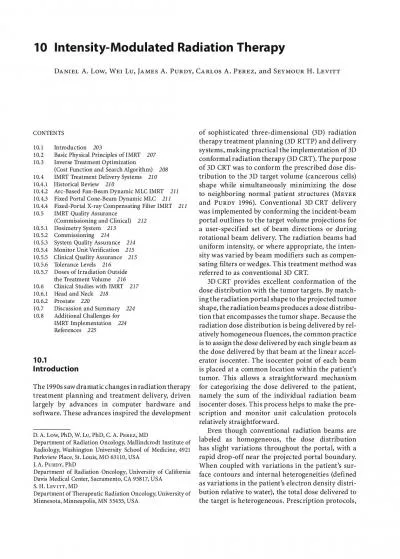 IntensityModulated Radiation Therapy 10 IntensityModulated Radiation