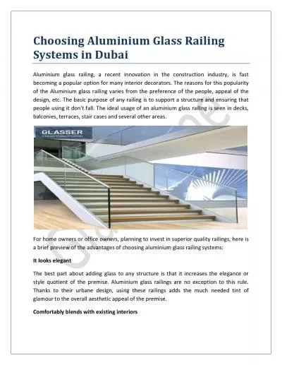 Choosing Aluminium Glass Railing Systems in Dubai