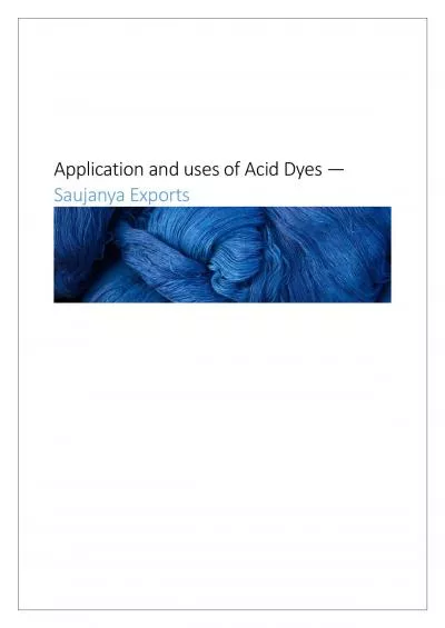 Application and uses of Acid Dyes