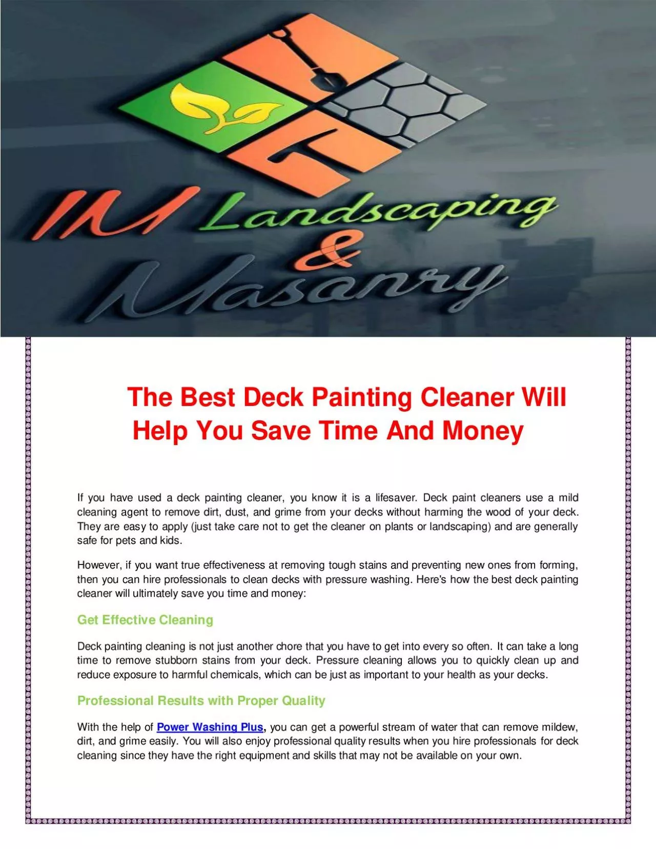 PDF-The Best Deck Painting Cleaner Will Help You Save Time And Money