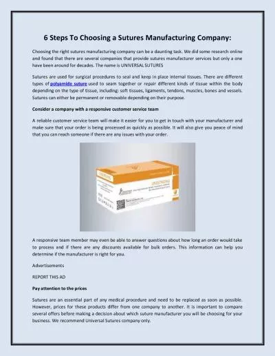 6 Steps To Choosing a Sutures Manufacturing Company