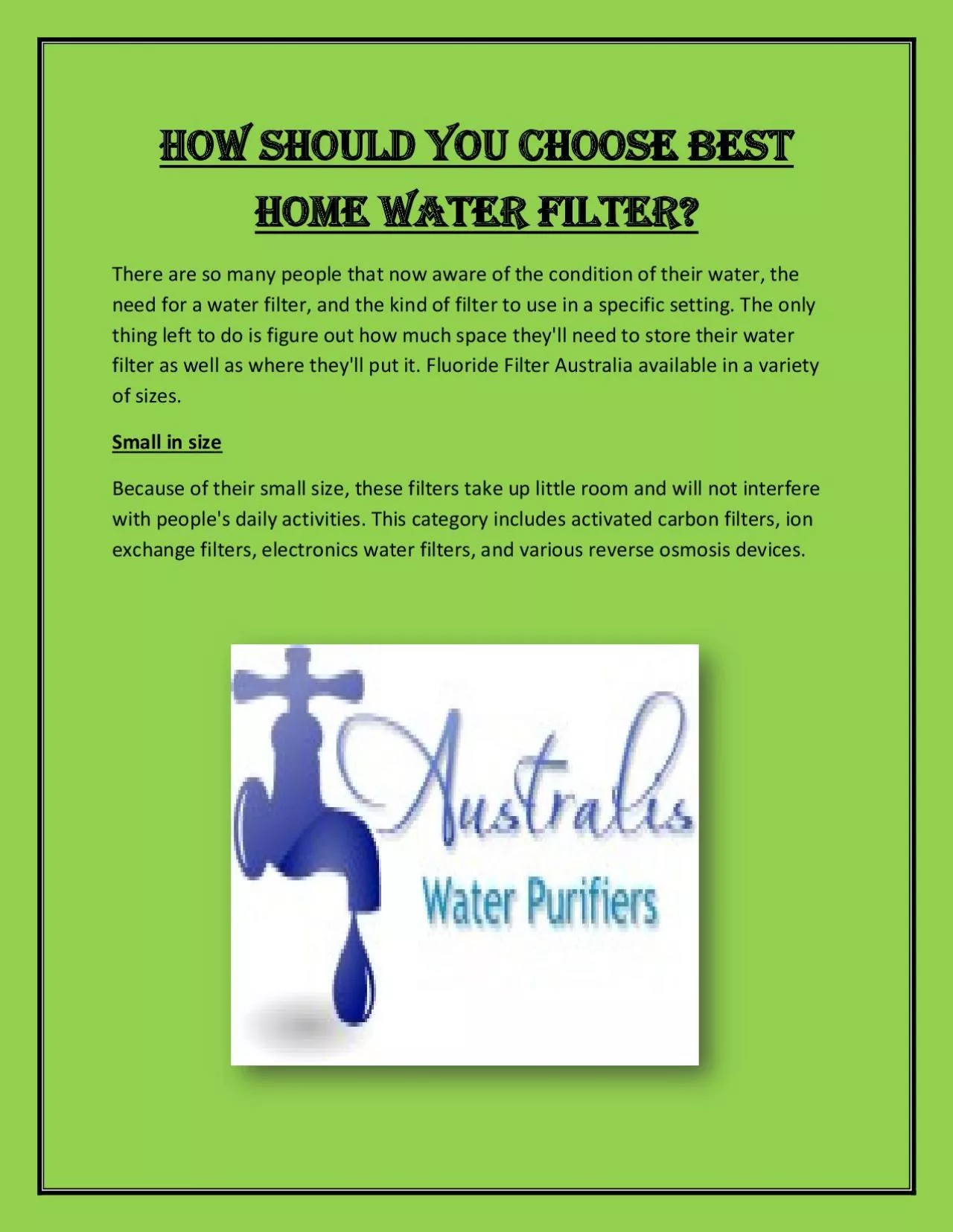 PDF-How Should You Choose Best Home Water Filter?