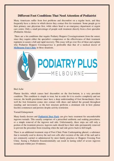 Different Foot Conditions That Need Attention of Podiatrist