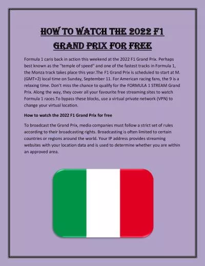How to watch the 2022 F1 Grand Prix for free