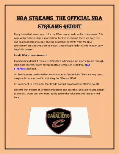 NBA Streams - The Official NBA Streams Reddit