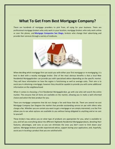 What To Get From Best Mortgage Company?