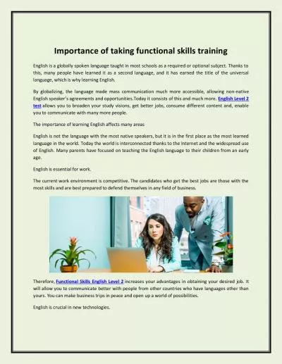 Importance of taking functional skills training
