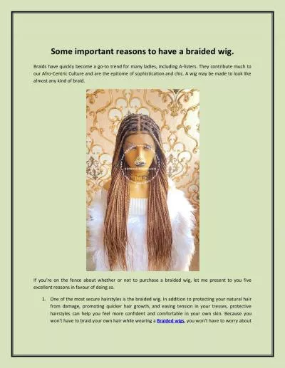 Some important reasons to have a braided wig.