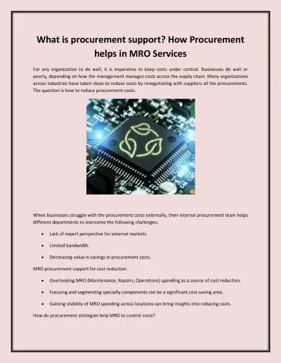 What is procurement support? How Procurement helps in MRO Services