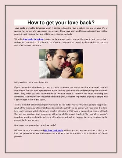 How to get your love back?