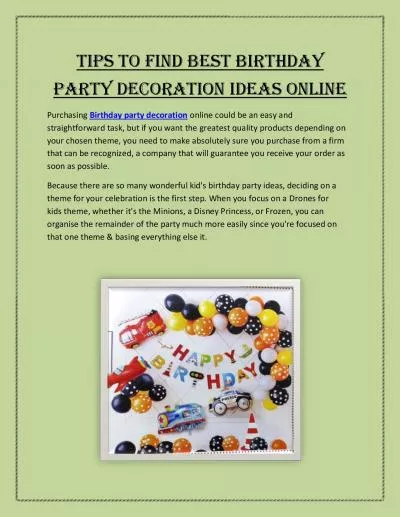 Tips To Find Best Birthday Party Decoration Ideas Online