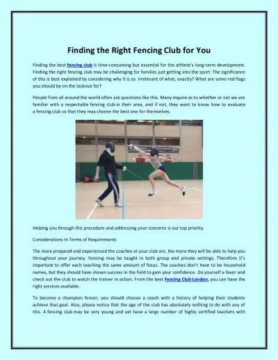 Finding the Right Fencing Club for You