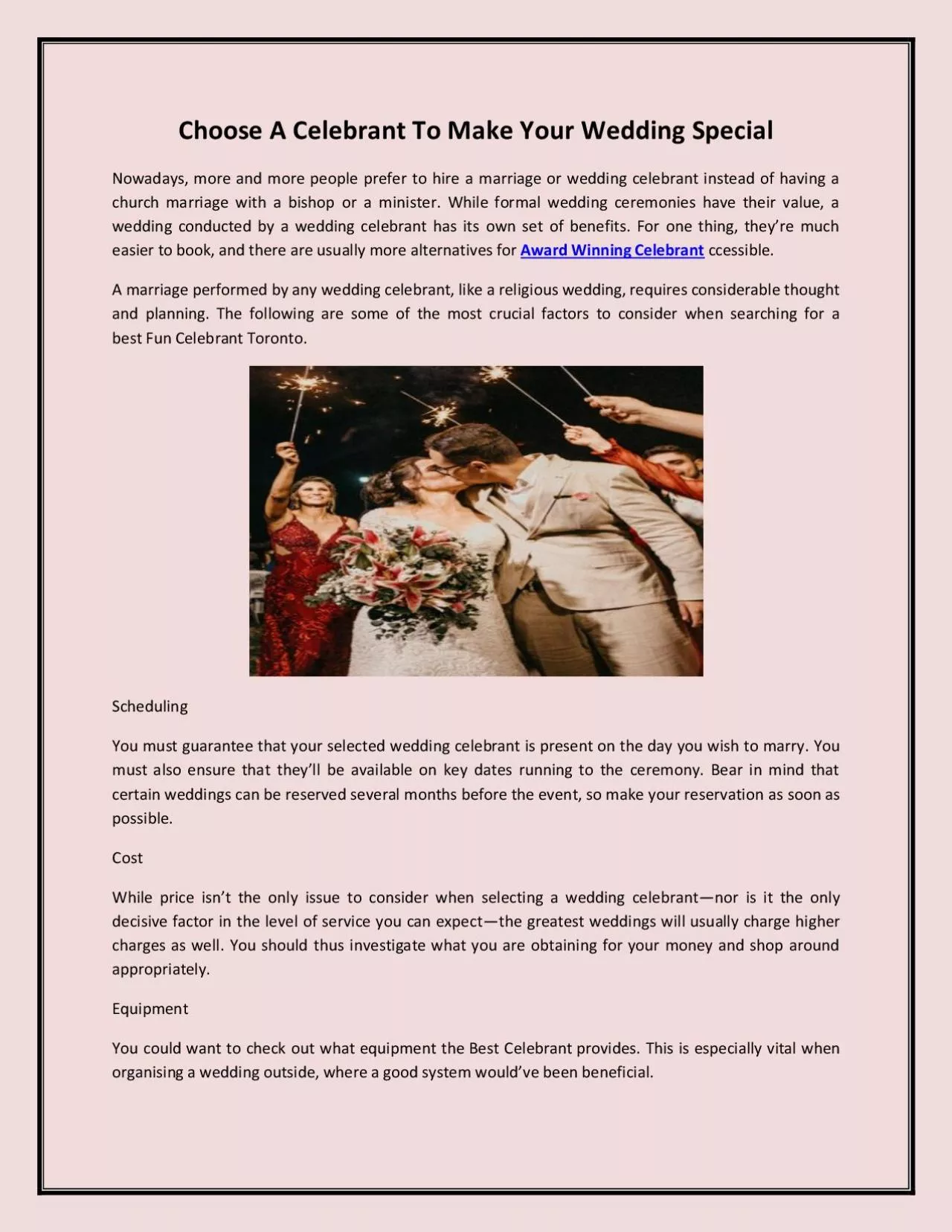 PDF-Choose A Celebrant To Make Your Wedding Special