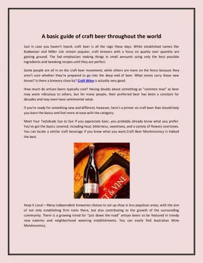 A basic guide of craft beer throughout the world