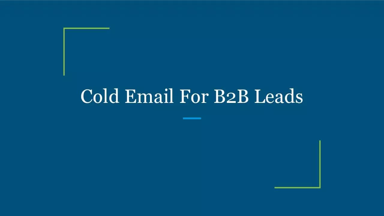 PDF-Cold Email For B2B Leads