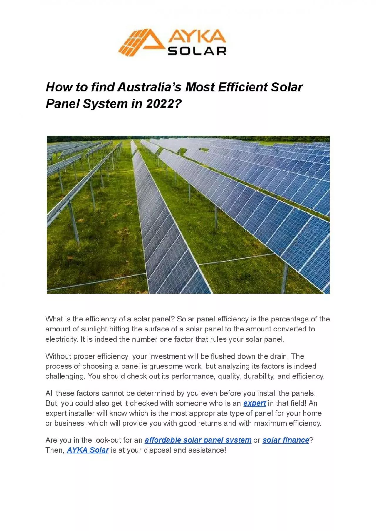 PDF-How to find Australia’s Most Efficient Solar Panel System in 2022?