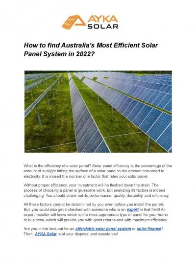 How to find Australia’s Most Efficient Solar Panel System in 2022?