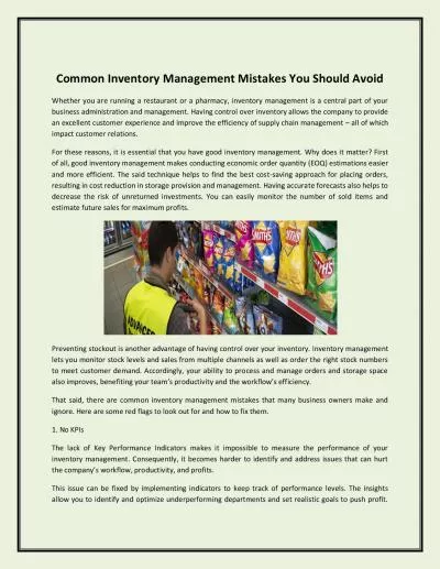 Common Inventory Management Mistakes You Should Avoid