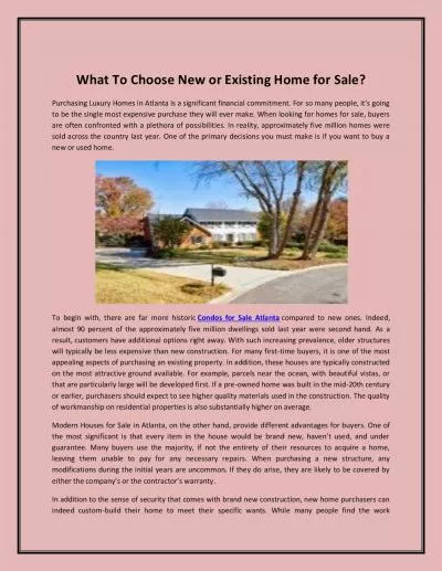 What To Choose New or Existing Home for Sale?