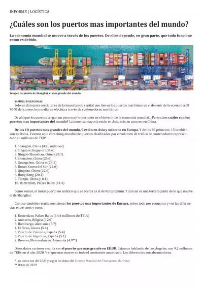 INFORME - Los puertos más grandes del mundo