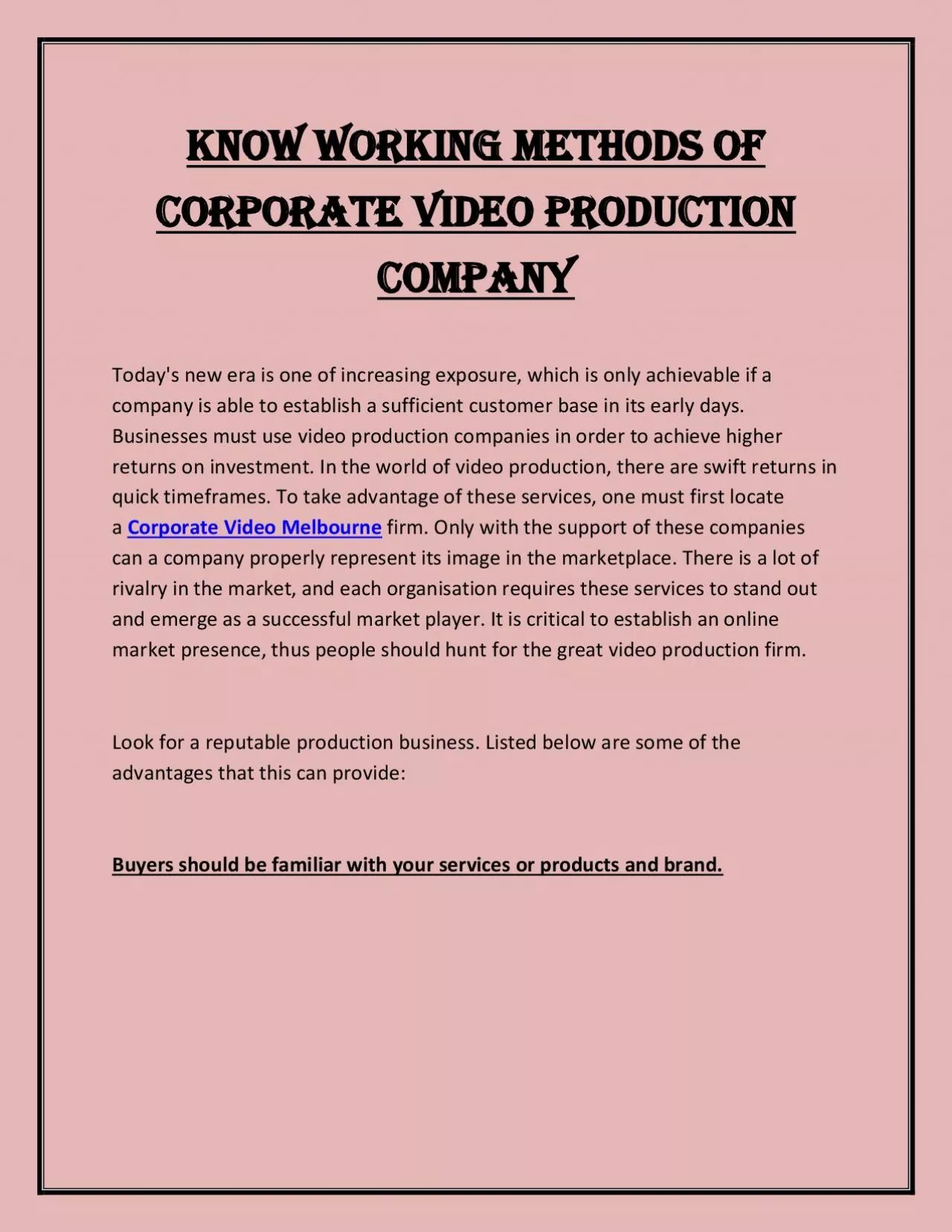 PDF-Know Working Methods of Corporate Video Production Company