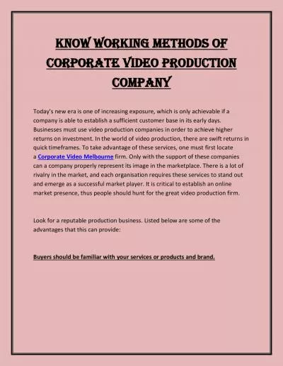 Know Working Methods of Corporate Video Production Company