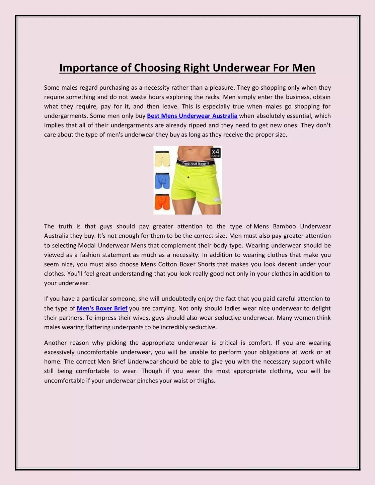 Importance of Choosing Right Underwear For Men