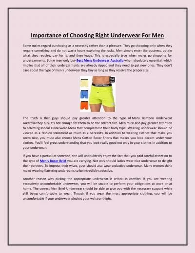 Importance of Choosing Right Underwear For Men