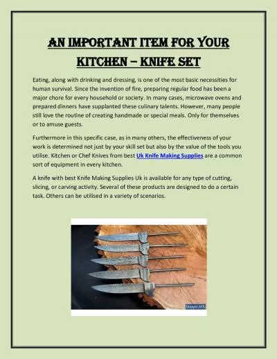 An Important Item For Your Kitchen – Knife Set