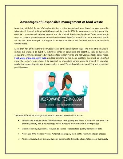 Advantages of Responsible management of food waste