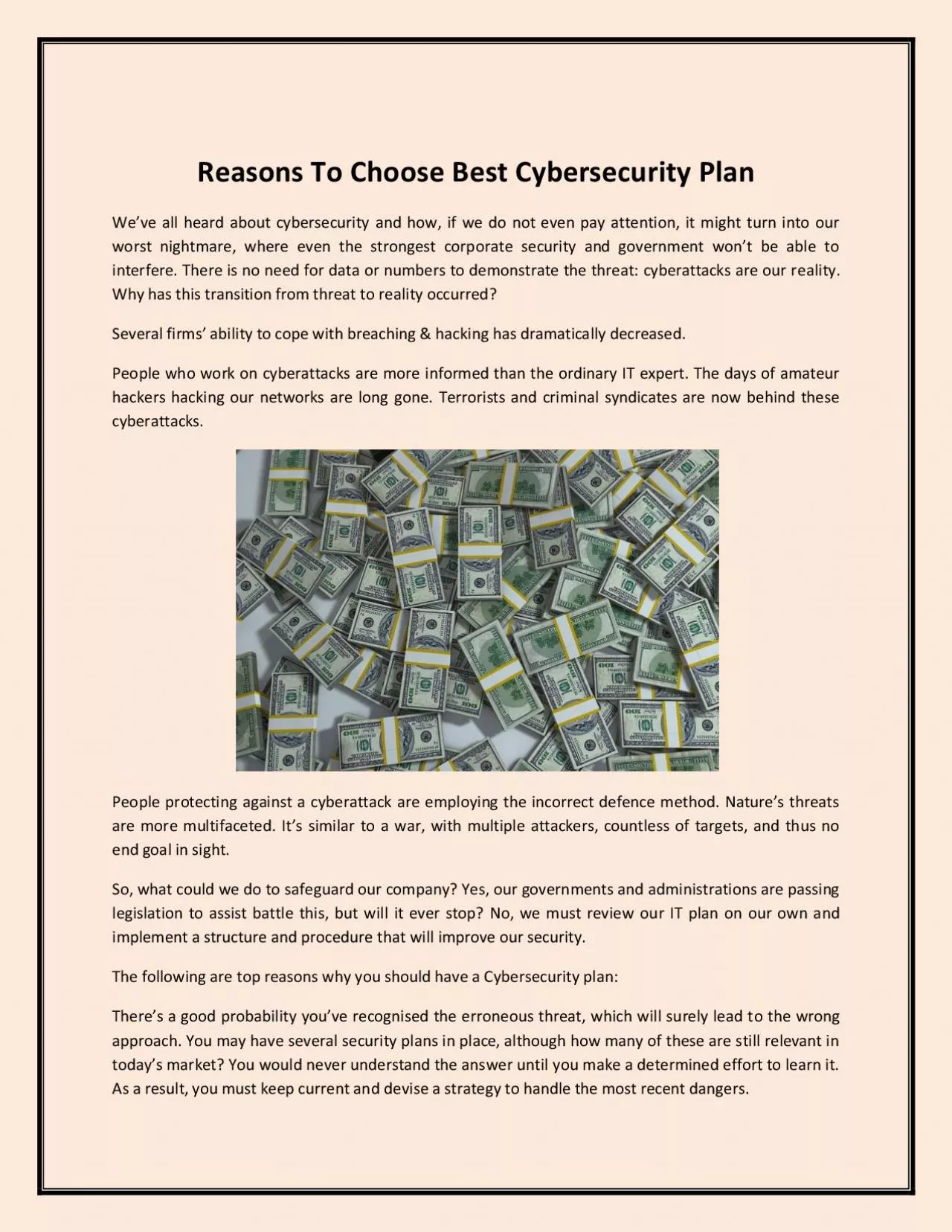 Reasons To Choose Best Cybersecurity Plan