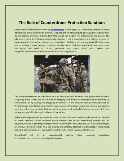 The Role of Counterdrone Protection Solutions