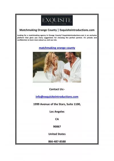 Matchmaking Orange County | Exquisiteintroductions.com