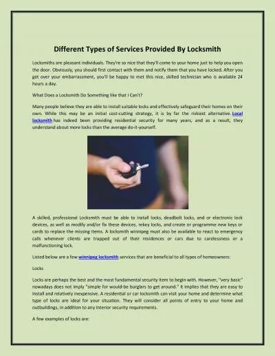 Different Types of Services Provided By Locksmith