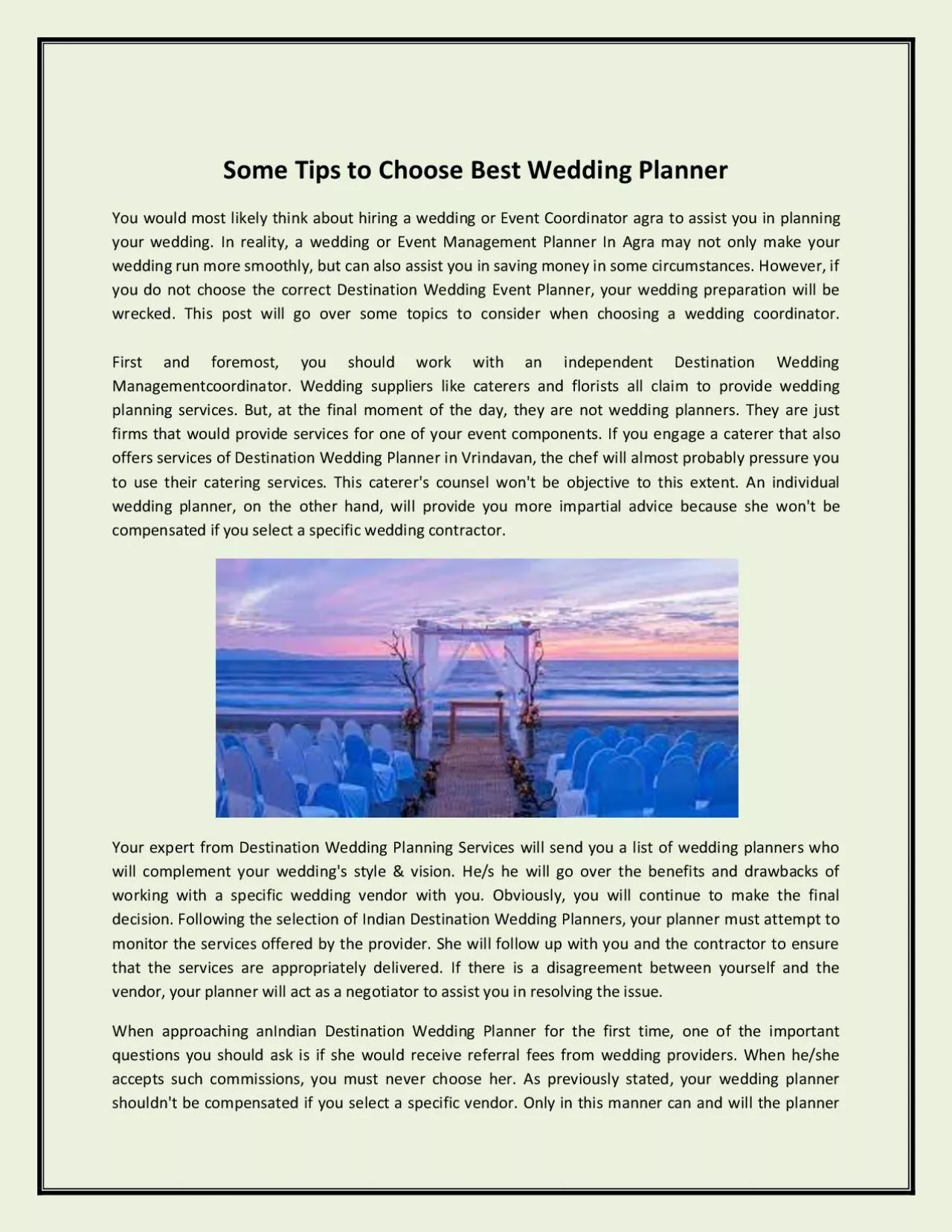 Some Tips to Choose Best Wedding Planner