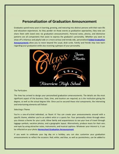 Personalization of Graduation Announcement