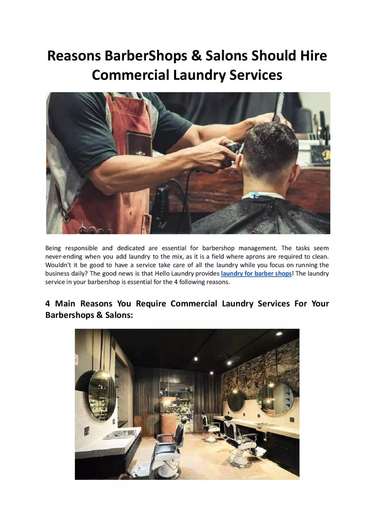 Reasons BarberShops & Salons Should Hire Commercial Laundry Services - Hello Laundry