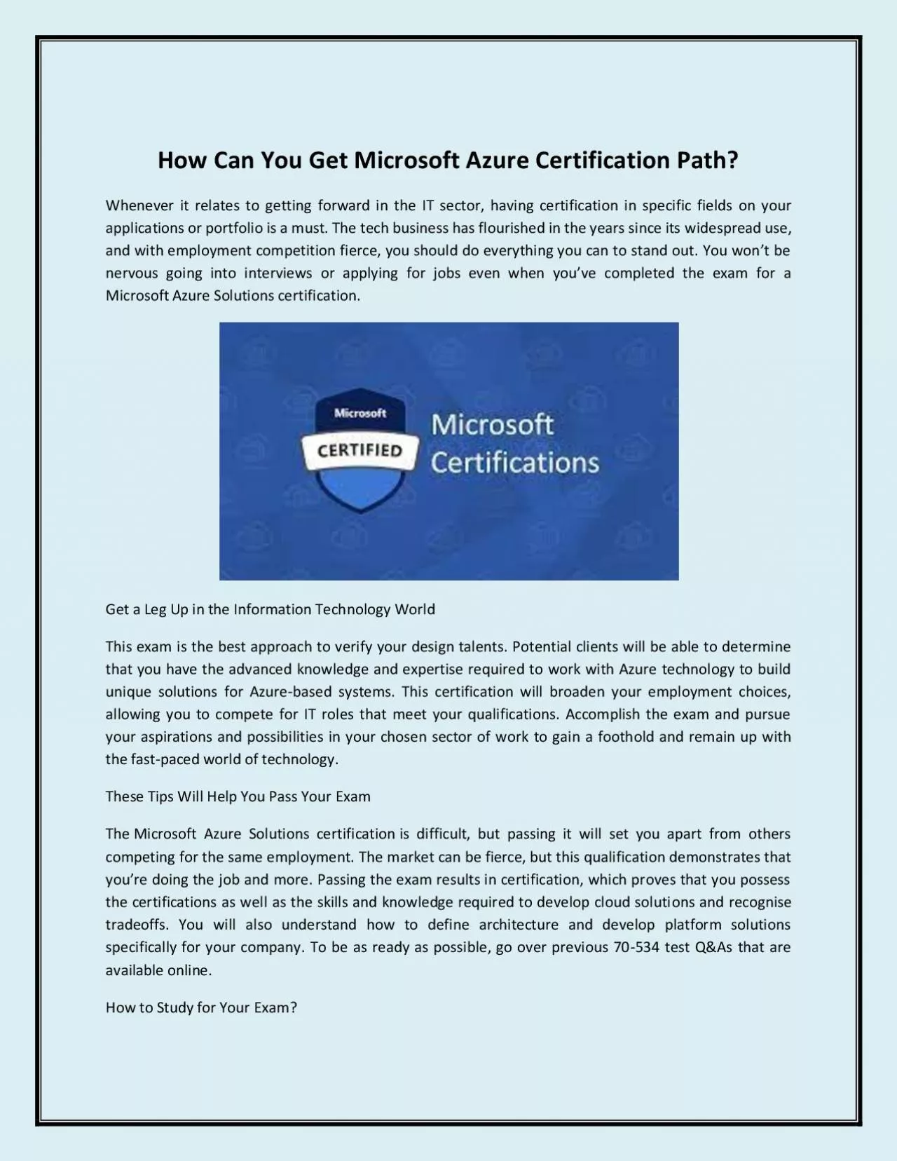 PDF-How Can You Get Microsoft Azure Certification Path?