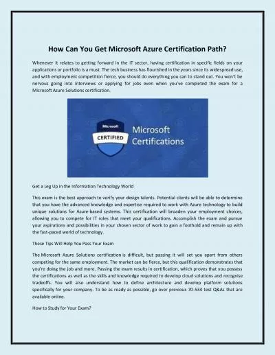 How Can You Get Microsoft Azure Certification Path?