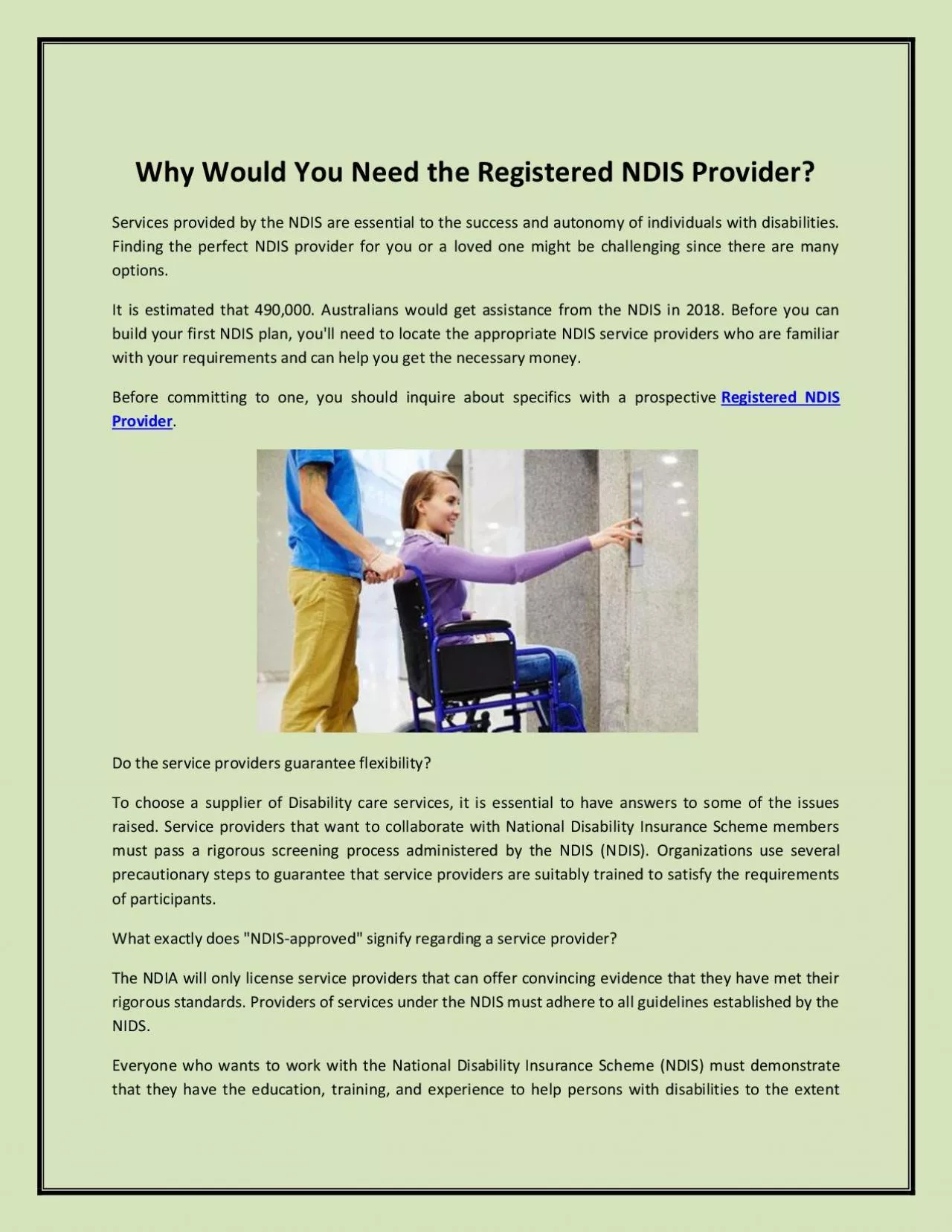 Why Would You Need the Registered NDIS Provider?