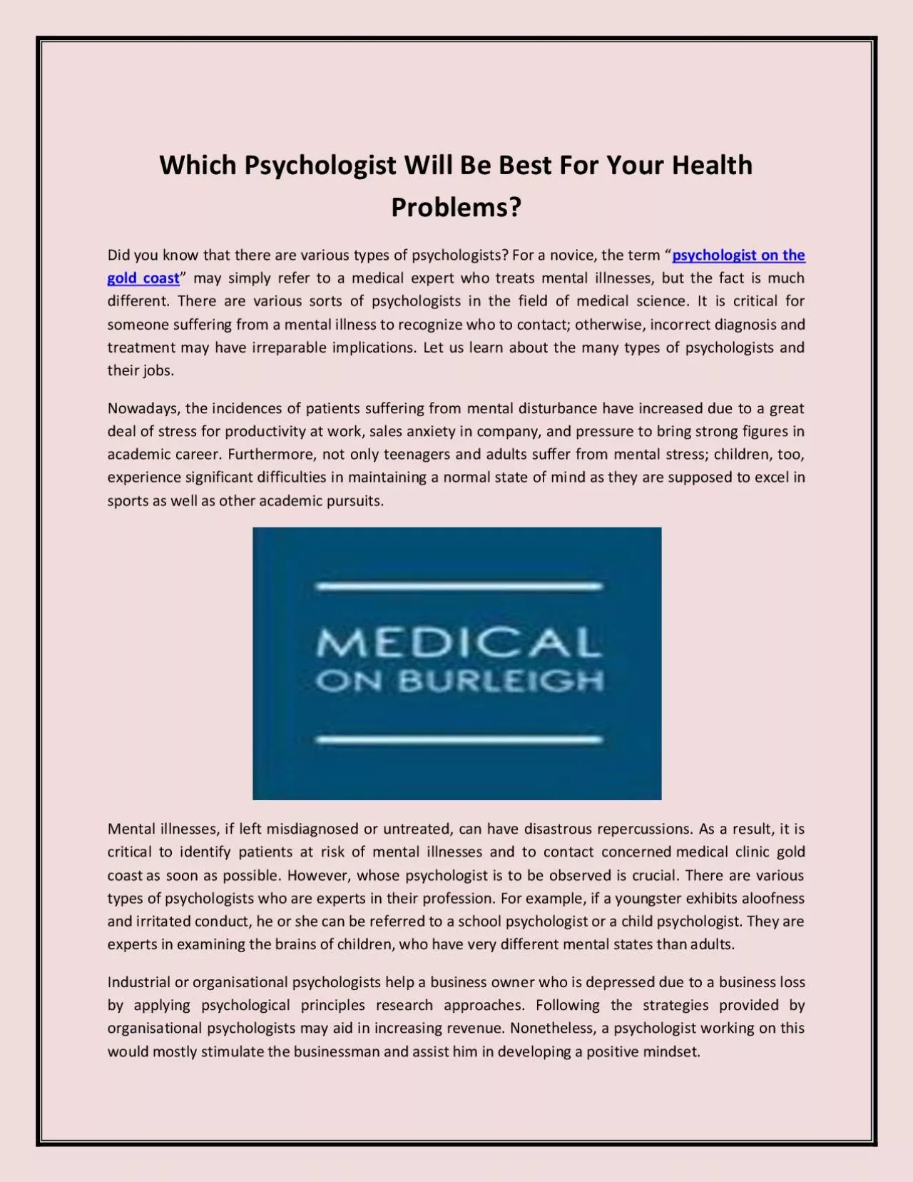 Which Psychologist Will Be Best For Your Health Problems?