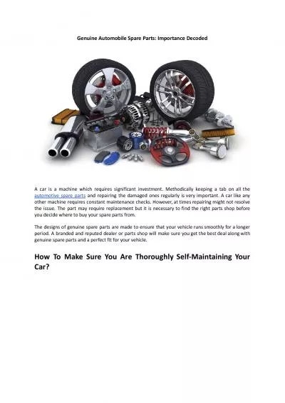Genuine Automobile Spare Parts - Importance Decoded