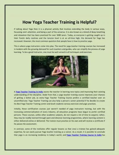 How Yoga Teacher Training is Helpful?