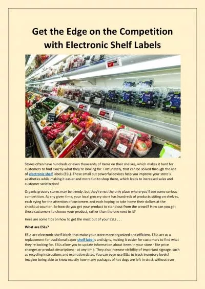 Get the Edge on the Competition with Electronic Shelf Labels