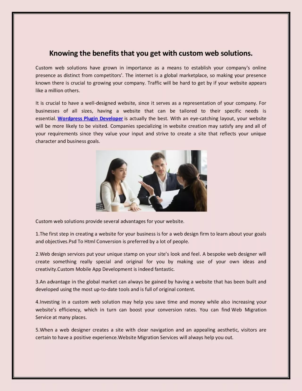 PDF-Knowing the benefits that you get with custom web solutions.