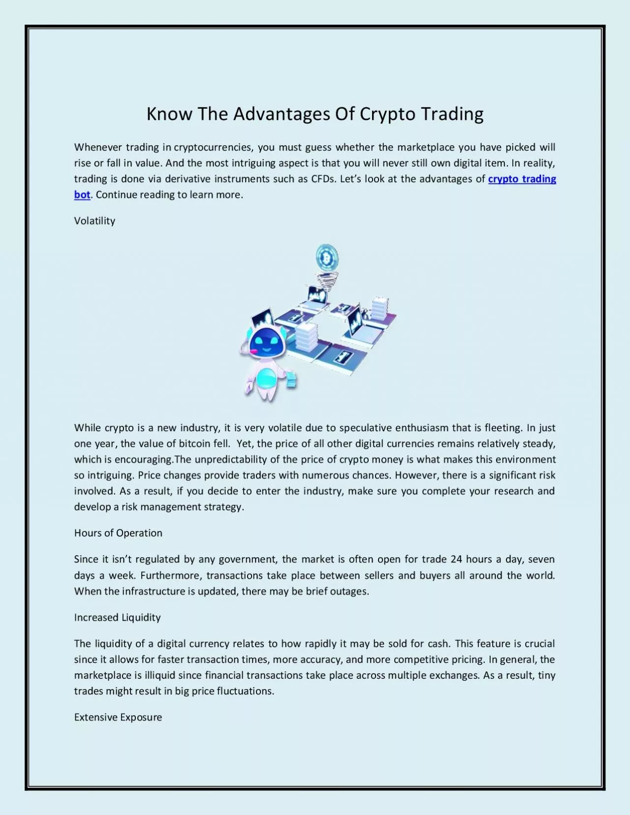 Know The Advantages of Crypto Trading